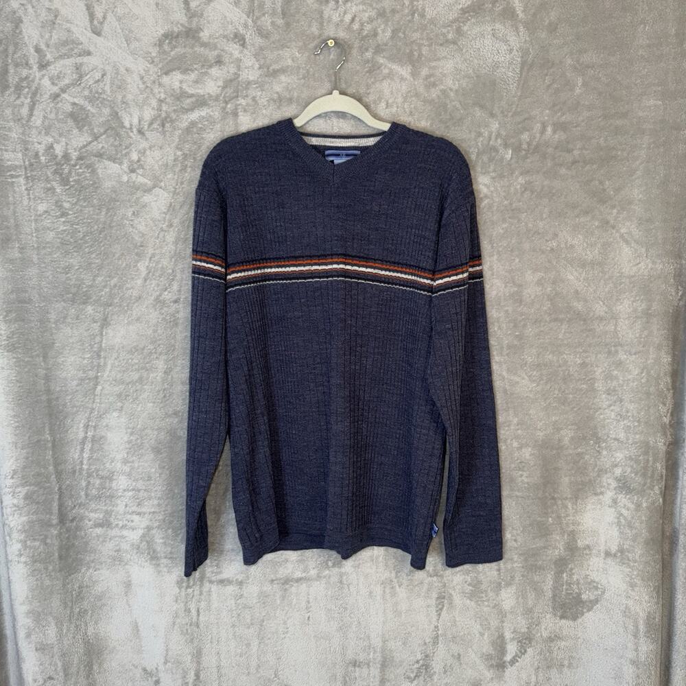 Vintage Y2K XG Striped Ribbed Sweater Size Large 90s Preppy Skater